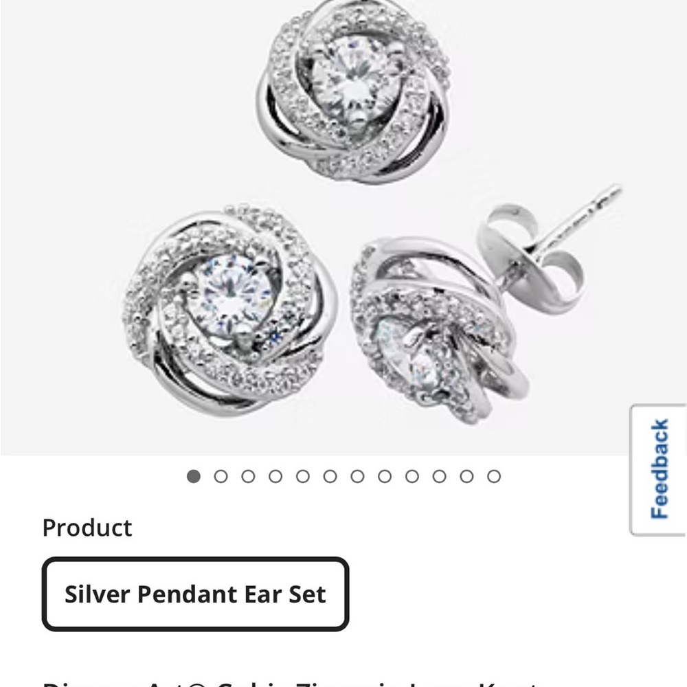 Elegant Silver Pendant Earring Set with diamond